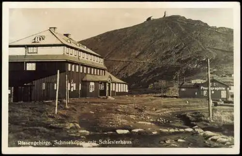 Krummhübel Karpacz Riesengebirge, Schneekoppe mit Schlesierhaus 1930