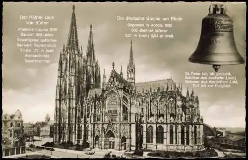 Ansichtskarte Köln Kölner Dom von Süden (AK der Rheingold-Serie) 1960