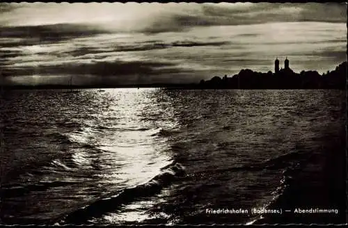 Ansichtskarte Friedrichshafen Stimmungsbild Bodensee Abendstimmung 1960