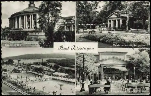 Bad Kissingen Mehrbild-AK u.a. mit Regentenbau, Maxbrunnen mit Kurgarten 1960