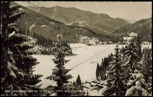 Ansichtskarte Spitzingsee-Schliersee Fernblick auf die Stadt im Winter 1955