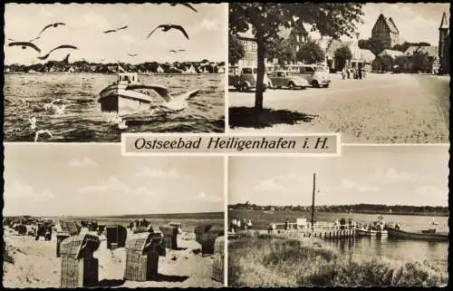 Ansichtskarte Heiligenhafen Mehrbildkarte mit 4 alten Ortsansichten 1957