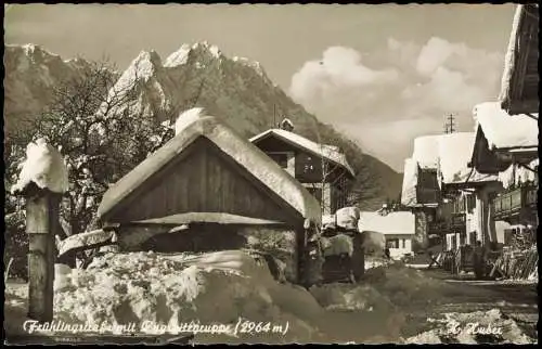 Garmisch-Garmisch-Partenkirchen Frühlingsstraße mit Zugitzgruppe (2964 m) 1955