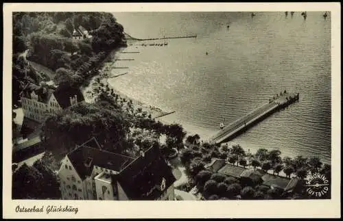 Glücksburg (Ostsee) Lyksborg Luftbild Ostsee Partie vom Flugzeug aus 1958