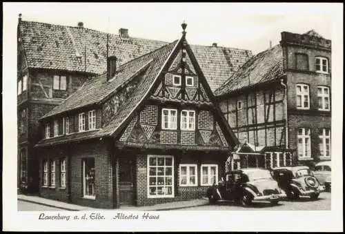 Ansichtskarte Lauenburg (Elbe) Straßen Ansicht Ältestes Haus 1950