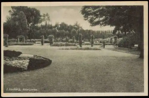 Ansichtskarte Lüneburg Partie im Rosengarten 1940