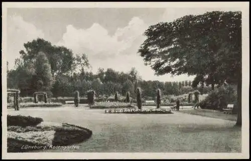 Ansichtskarte Lüneburg Park, Rosengarten 1940