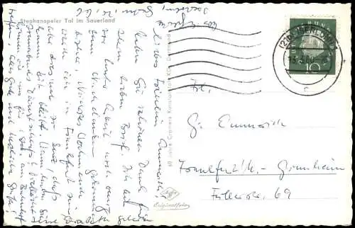 Ansichtskarte .Nordrhein-Westfalen Stephanopeler Tal im Sauerland 1960