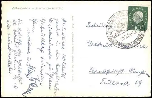 Ansichtskarte Gößweinstein Inneres der Basilika 1959