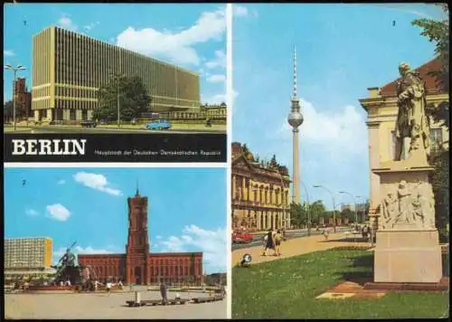 Lot 10 Ansichtskarten Berlin MB, Brandenburger Tor Fernsehturm Müggelturm 1970