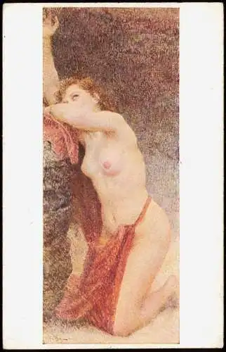 Künstlerkarte: Gemälde V. Bukovac: Magdalena. Erotik nackt nude 1918