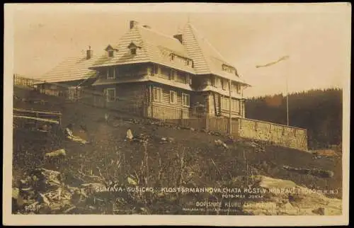 Rehberg Srní na Sumava SUMAVA SUŠICKO KLOSTERMANNOVA CHATA KOST V MODRAVÉ 1920