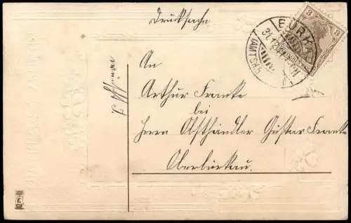 Neujahr Sylvester New Year Engel Junge Mädchen im Auto 1911 Prägekarte
