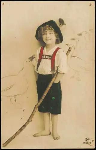 Ansichtskarte  Kinder Künstlerkarte Fotokunst frecher Junge 1915