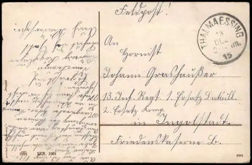 Ansichtskarte  Geburtstag Birthday Junge mit Kornblumenstrauss 1913 Gold