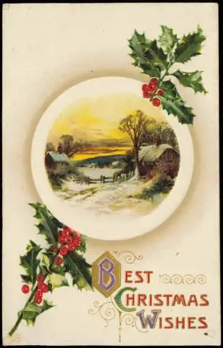 Ansichtskarte  Weihnachten - Christmas Landschaft mit Misteln 1911