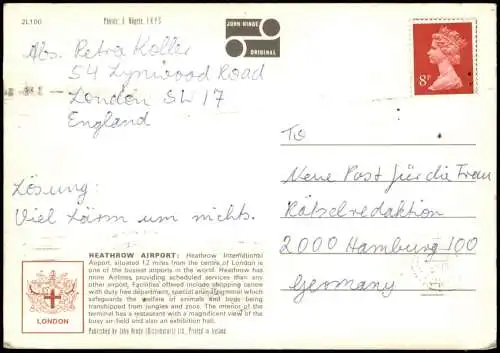 Postcard London Flughafen Airport Heathrow (Mehrbildkarte) 1975
