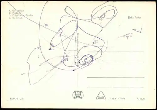Michendorf DDR Mehrbild-AK mit Raststätte, Postamt, Bahnhof, Potsdamer Str. 1968