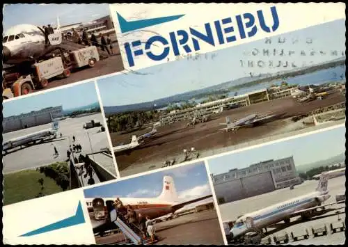 Postcard Oslo Kristiania FORNEBU Flughafen (Airport) 1976