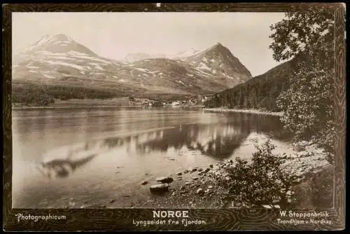 Postcard Norwegen Norge Norwegen Fjord NORGE Lyngseidet fra fjorden 1930