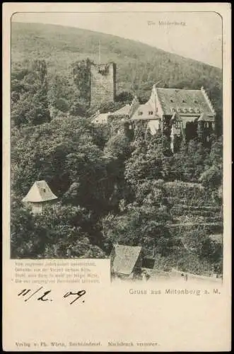 Ansichtskarte Miltenberg (Main) Mildenburg (Castle Building) 1909