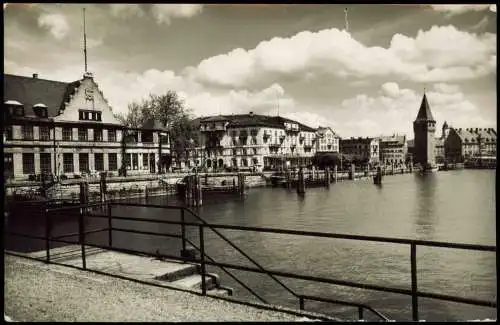 Ansichtskarte Lindau (Bodensee) Hafen Promenade 1954