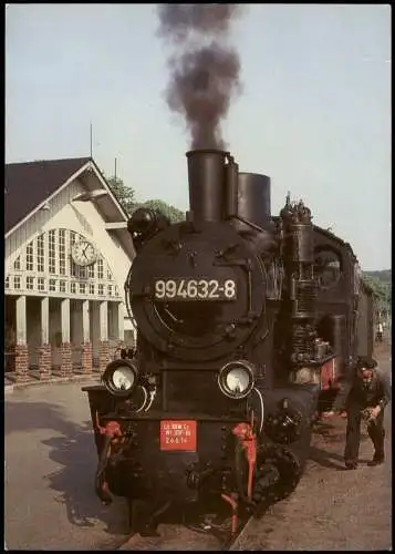 Binz (Rügen) Dampflokomotive i Bahnhof Schmalspurbahn Putbus-Göhren 1985/1990