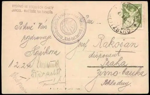 Rehberg Srní na Sumava Šumava Chata Jaroslava Mattuše na Pancíři 1924