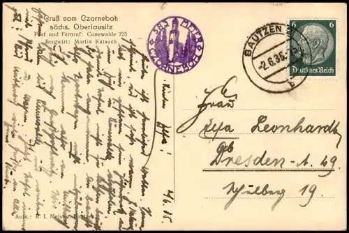 Cunewalde (Oberlausitz) Kumwałd Bergwirtschaft Czorneboh Oberlausitz 1935