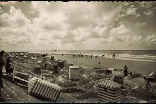 Ansichtskarte Norderney Weststrand Strandkörbe 1959