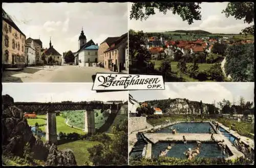 Ansichtskarte Beratzhausen 4 Bild Straße Stadt Schwimmbad 1965