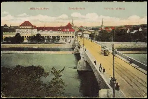 Mülheim an der Ruhr Partie an der Schloßbrücke Pont du château 1924