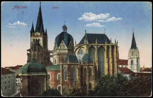 Ansichtskarte Aachen Aachener Dom 1918   1. Weltkrieg  Feldpoststempel