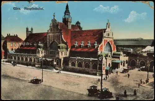 Ansichtskarte Essen (Ruhr) Hauptbahnhof mit Vorplatz 1919