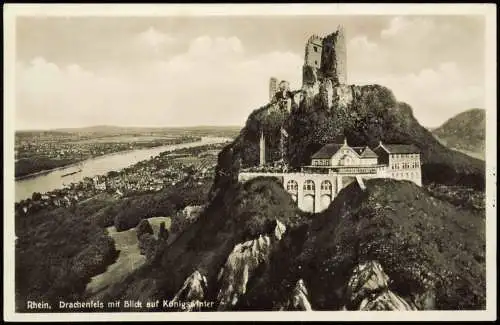 Ansichtskarte Königswinter Drachenfels Burg am Rhein 1936