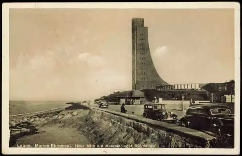 Ansichtskarte Laboe Marinedenkmal Promenade Autos 1938