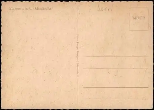 Mülheim an der Ruhr Stadt-Ansicht Partie an der Schloßbrücke 1970