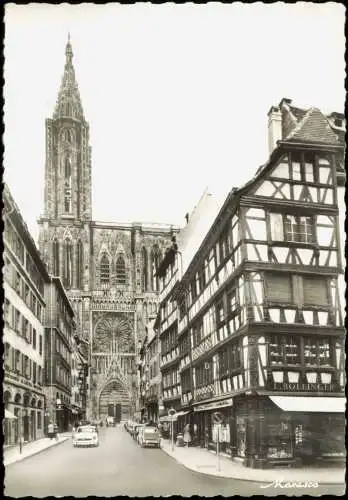 Straßburg Strasbourg Straßenpartie Kathedrale Autos Fotokarte 1963