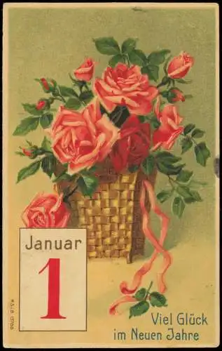 Ansichtskarte  Neujahr Sylvester New Year Rosen-Bouquett 1911 Prägekarte