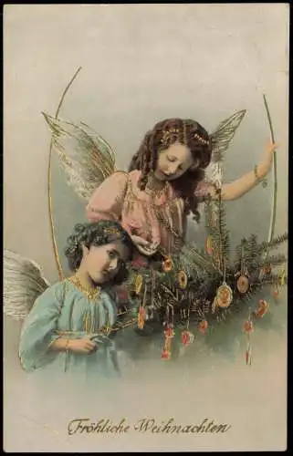 Weihnachten Christmas Engel Angel schmücken Tannenbaum 1912 Gold