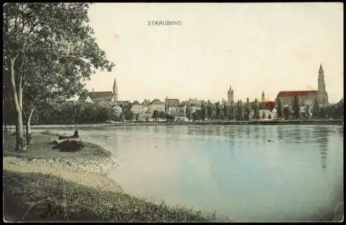 Ansichtskarte Straubing Panorama-Ortsansicht 1910