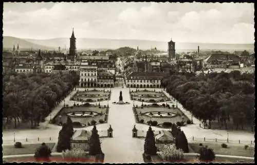 Ansichtskarte Karlsruhe Stadtansicht Blick vom Schloß 1950