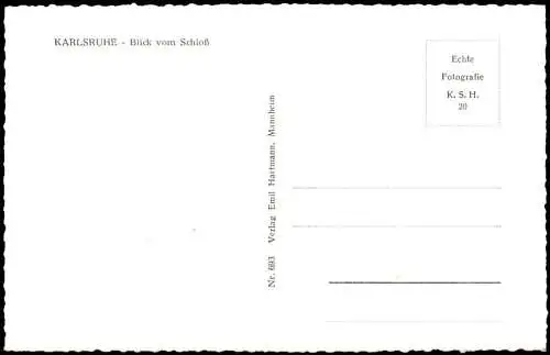 Ansichtskarte Karlsruhe Stadtansicht Blick vom Schloß 1950