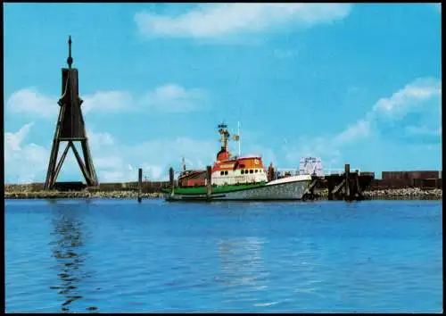 Ansichtskarte Cuxhaven Kugelbake mit Seenot-Rettungskreuzer 1980