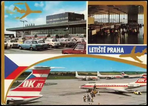 Postcard Prag Praha Flughafen LETIŠTĚ PRAHA (Airport) 1976