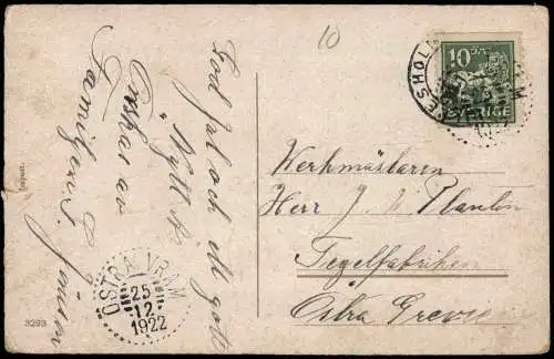 Ansichtskarte  Junge mit Hundeschlitten God Jul 1922 Gold  Servige Sweden