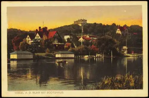 Ansichtskarte Bredeney-Essen (Ruhr) HÜGEL A. D. RUHR MIT BOOTSHAUS 1920