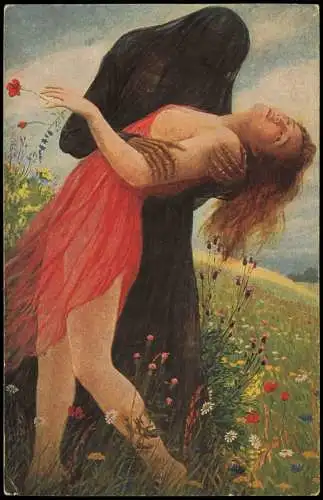 Künstlerkarte Adolf Hering Der Tod und das Mädchen Erotik 1922