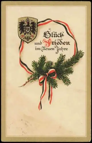 Ansichtskarte  Neujahr Sylvester New Year Reichsadler Patriotika 1915