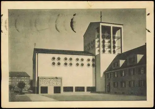 Riederwald-Frankfurt am Main Heilig-Geist-Kirche von der Schäfflestraße 1937